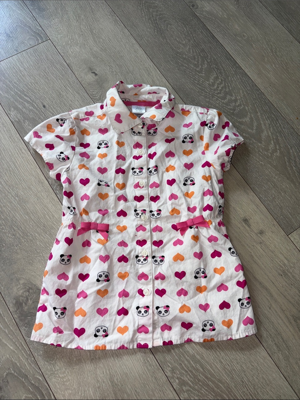 Gymboree White Shirt  with Pink & Orange Heart Print